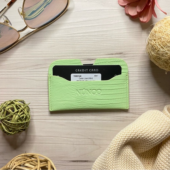 Nunoo Carla Green Faux Lizard Skin Mint Card Holder - Picture 2 of 7
